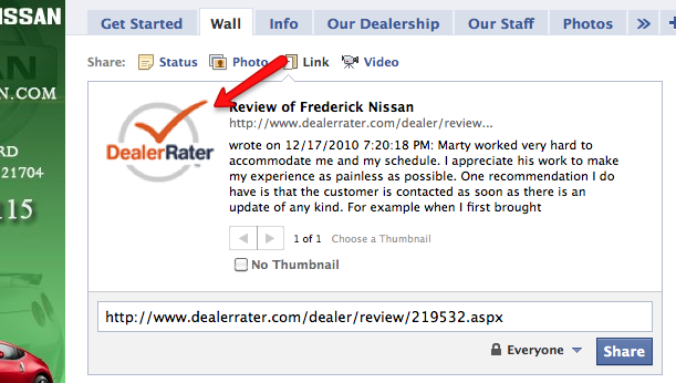 DealerRater Logo on Facebook