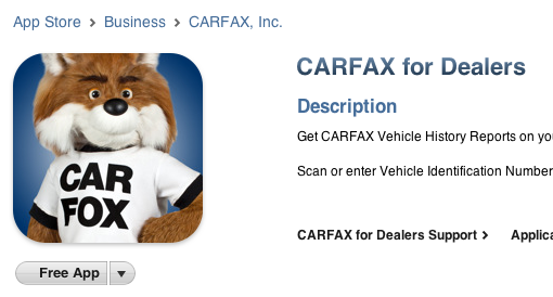 image of carfax iphone app