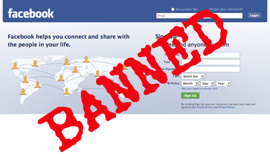 image of facebook banned