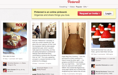 Screen Shot of Pinterest