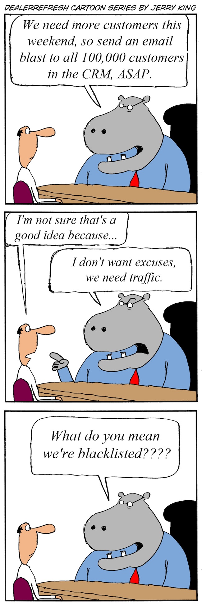 Email Blast Excuses Cartoon
